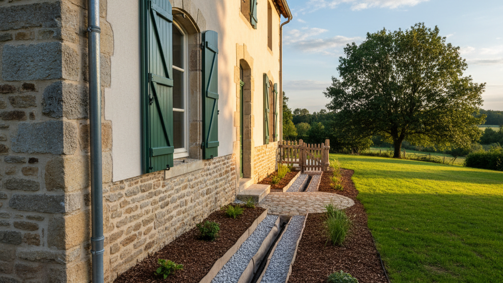 French drain in a yard