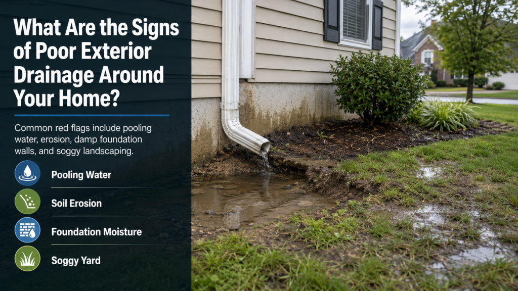 Signs of poor exterior drainage