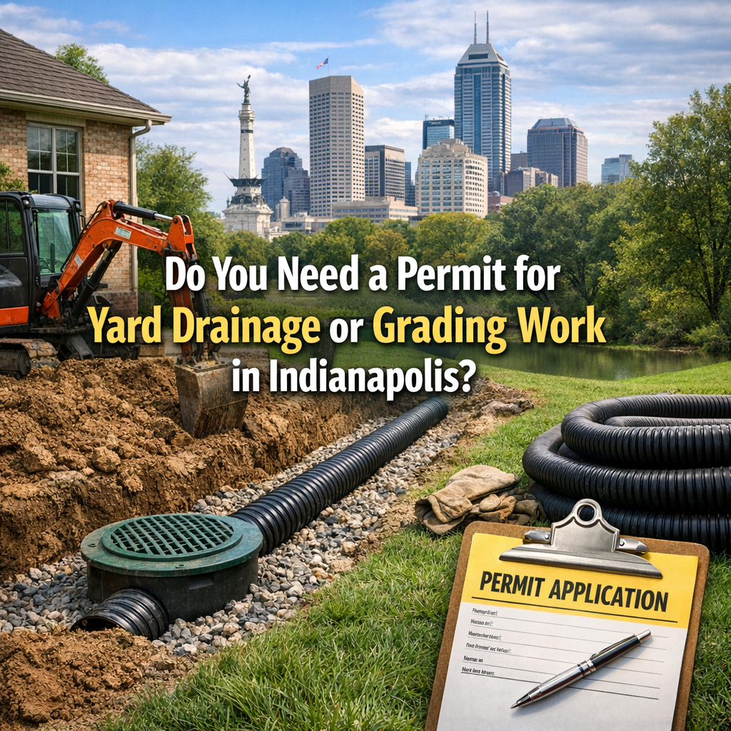 Professional illustration of Do You Need a Permit for Yard Drainage or Grading Work in Indianapolis?