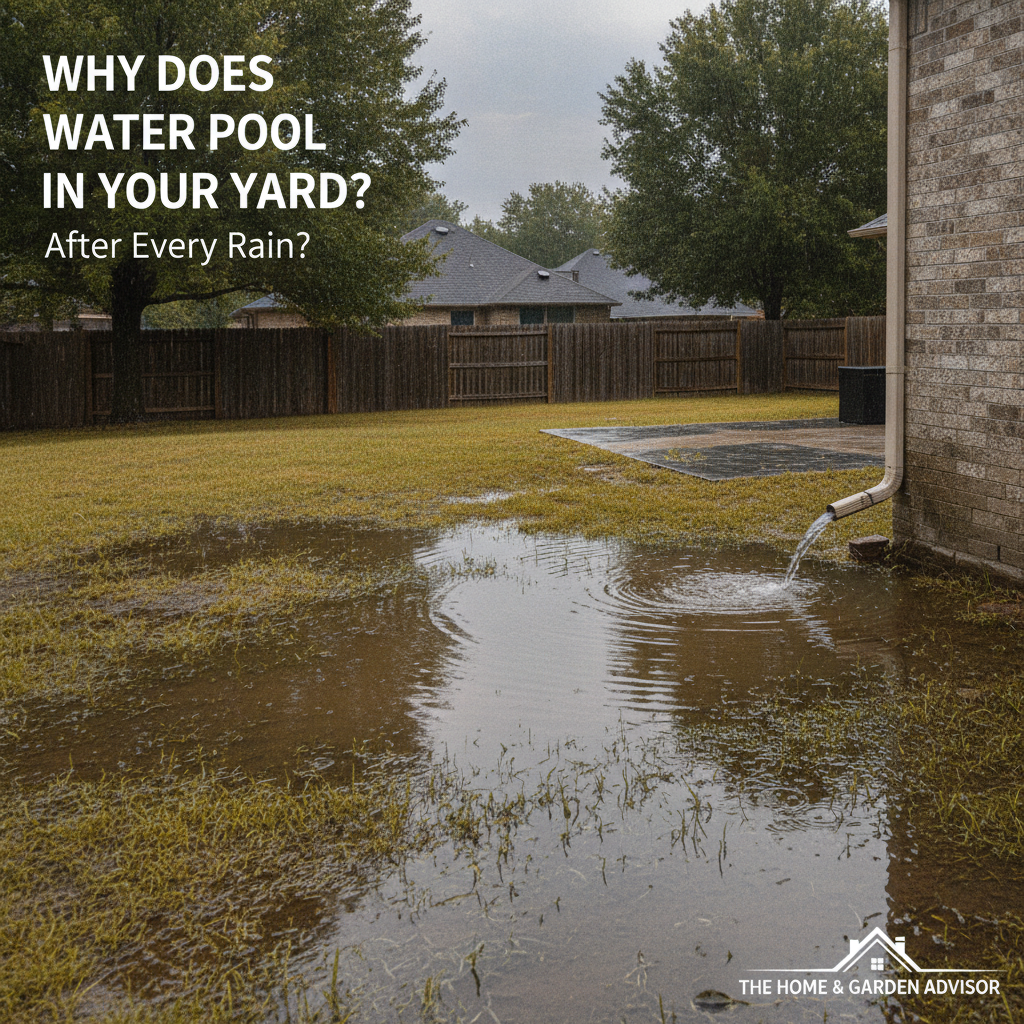 Professional illustration of Why Does Water Pool in Your Yard After Every Rain?